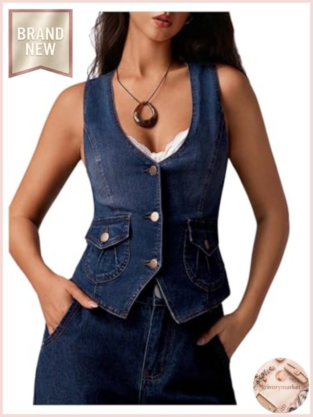 Women's Vintage Denim Vest Sleeveless Y2K Western Jean Jacket